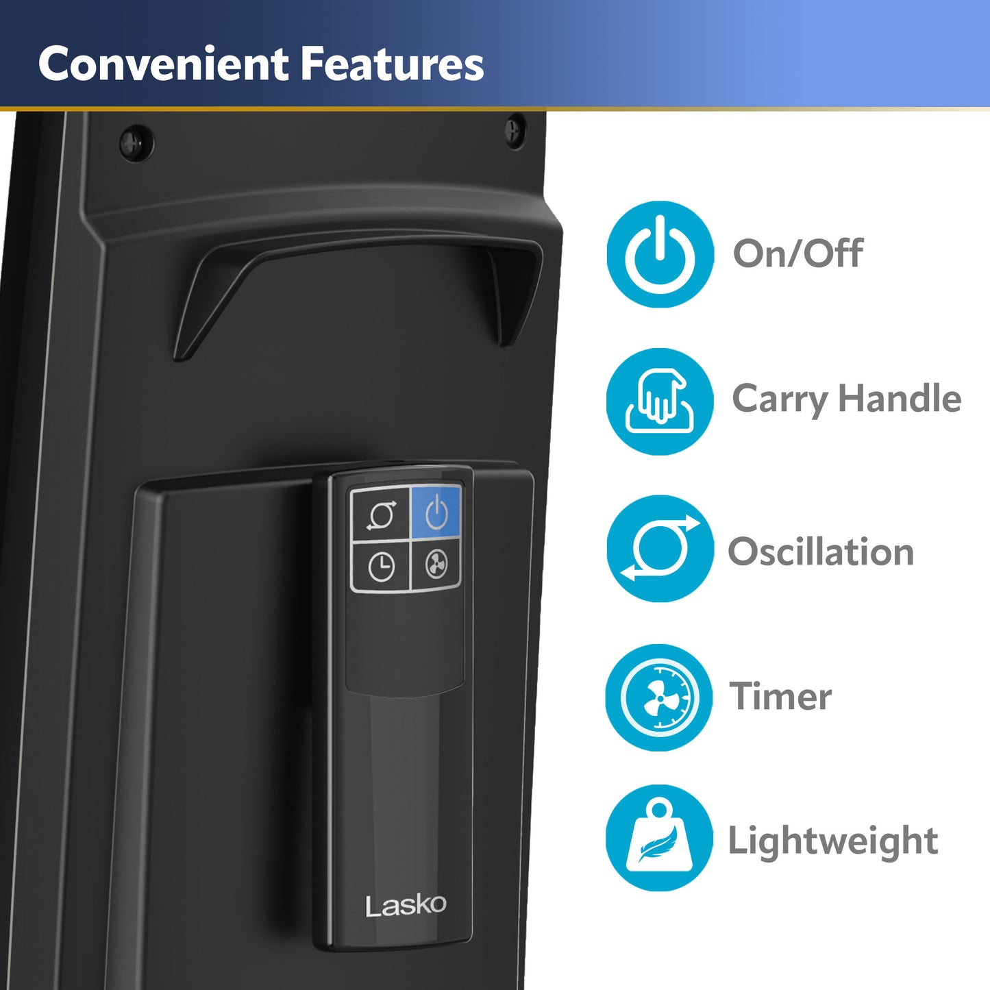 Lasko 38" Hybrid Tower Fan: Oscillating, 4-Speed, Remote, Timer, Black