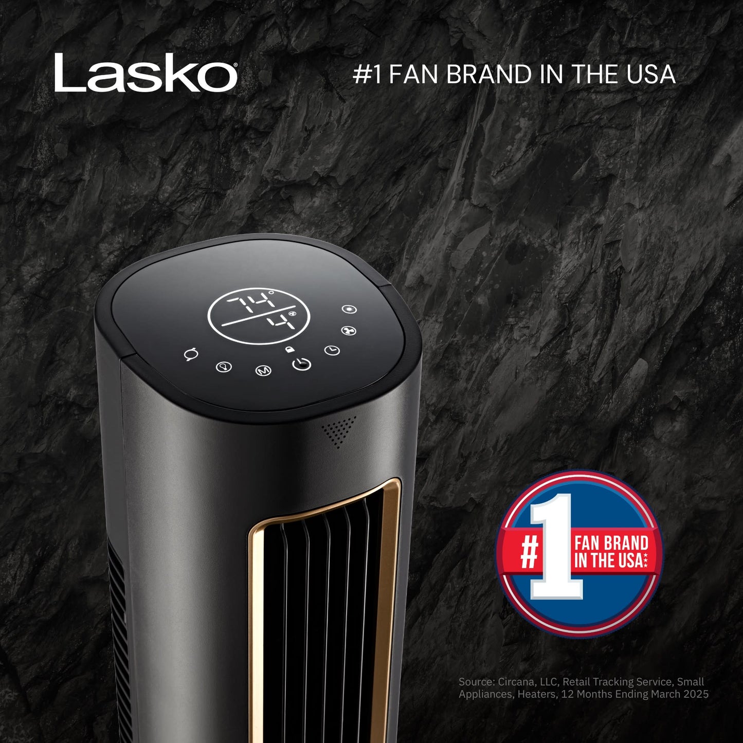 Lasko Pinnacle 40" DC Tower Fan: Oscillating, 12-Speed, Remote, Timer, Black