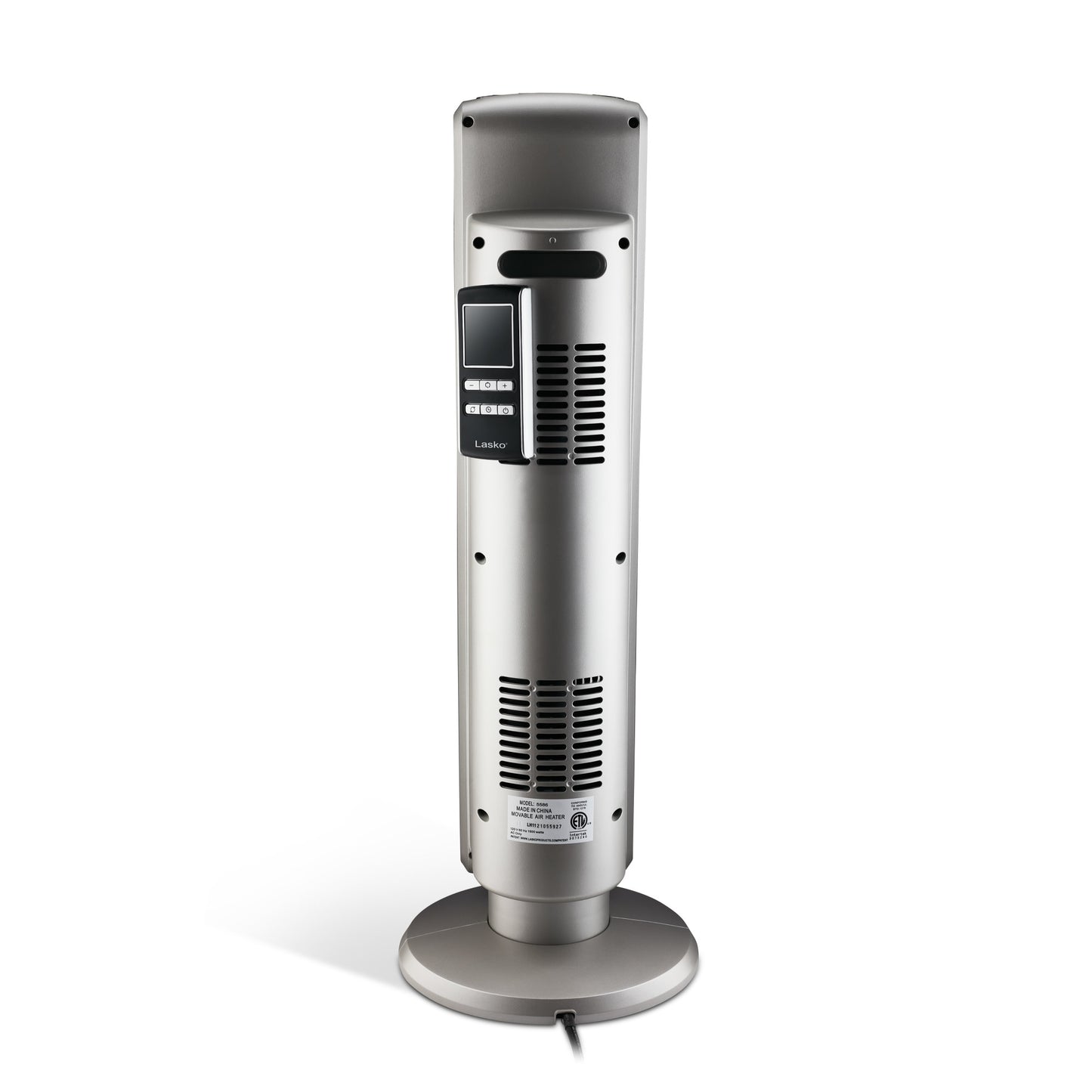 Lasko 29" Digital Ceramic Tower Heater (2 heat settings, remote, timer, black/silver)