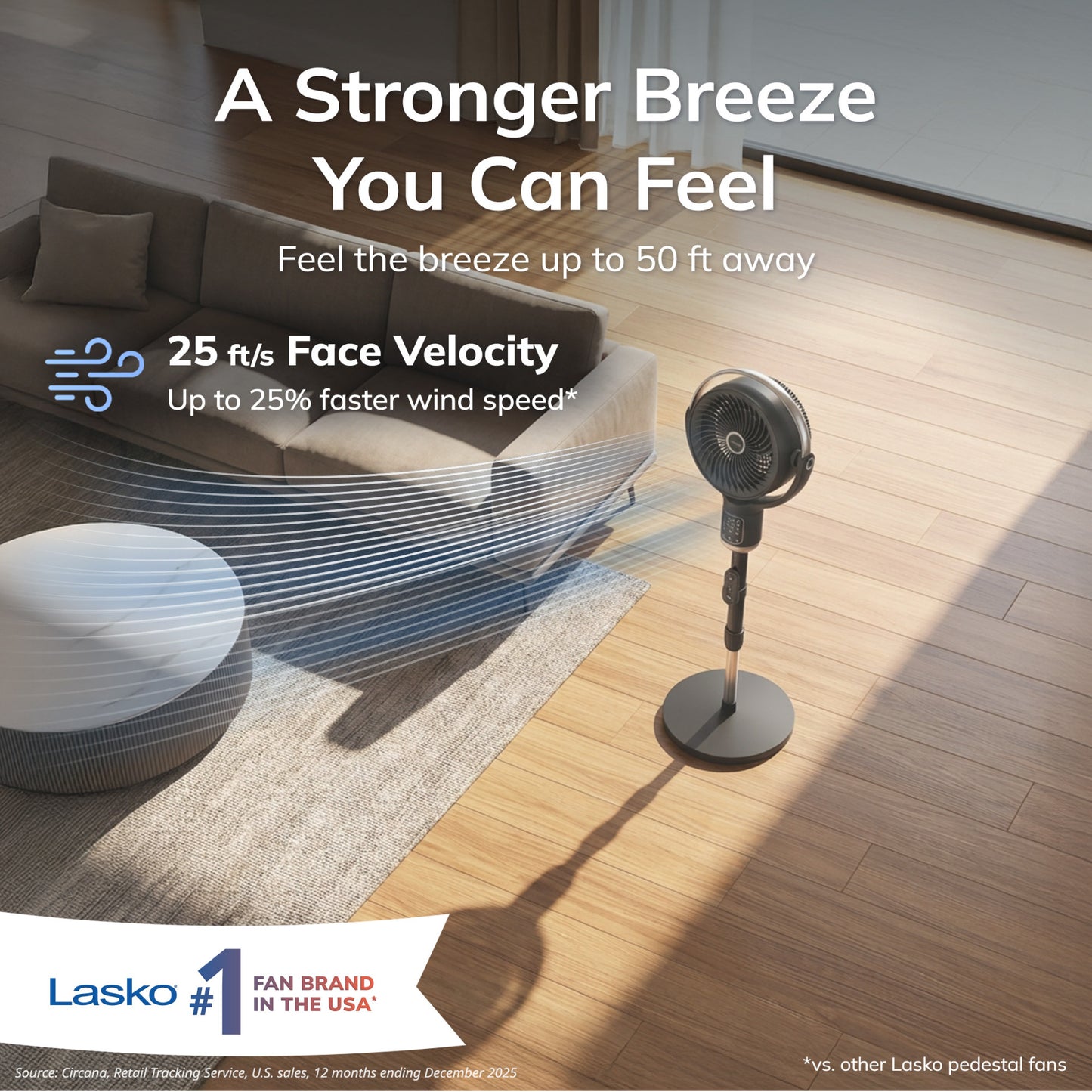 Lasko Whirlwind 7" DC Pedestal Fan: Dual Oscillation, 24-Speed, Remote, Timer, Black