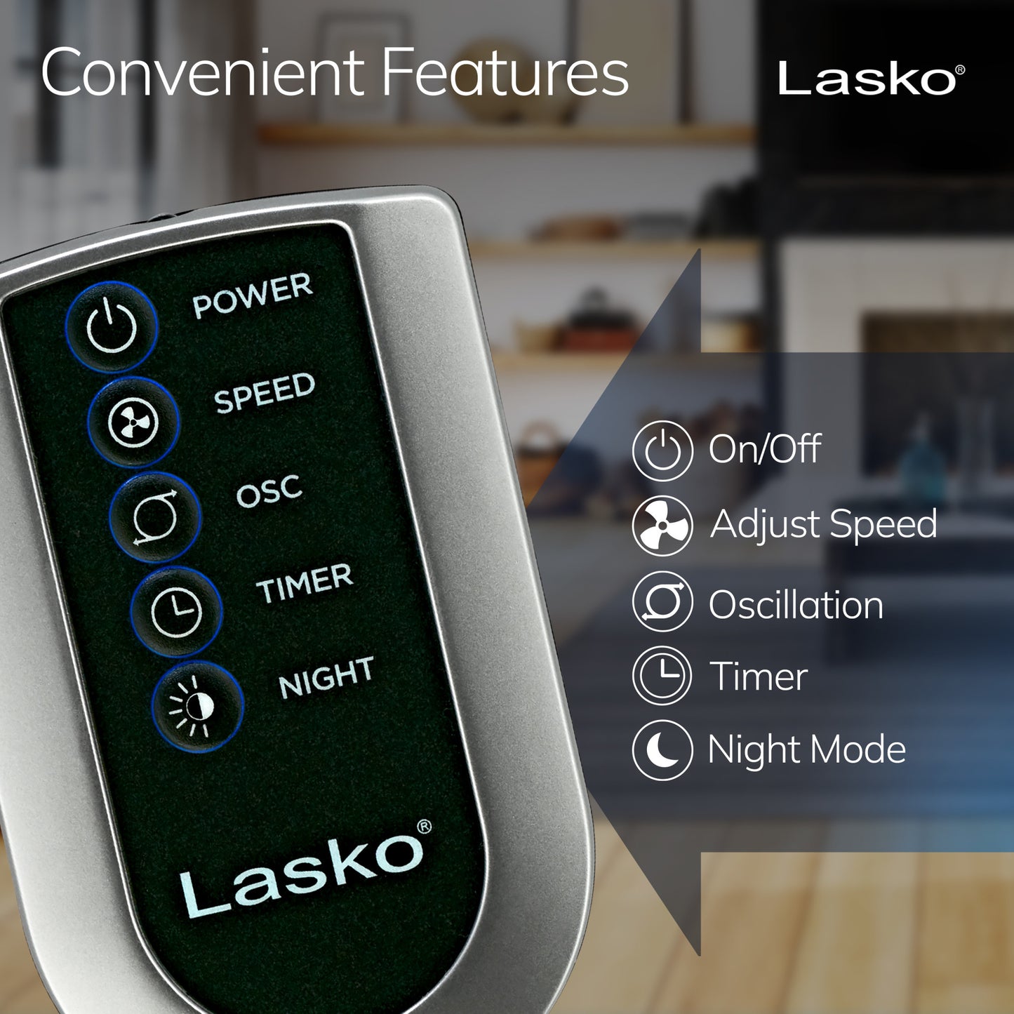 Lasko Wind Curve 42" Tower Fan: Oscillating, 3-Speed, Remote, Timer, Silver