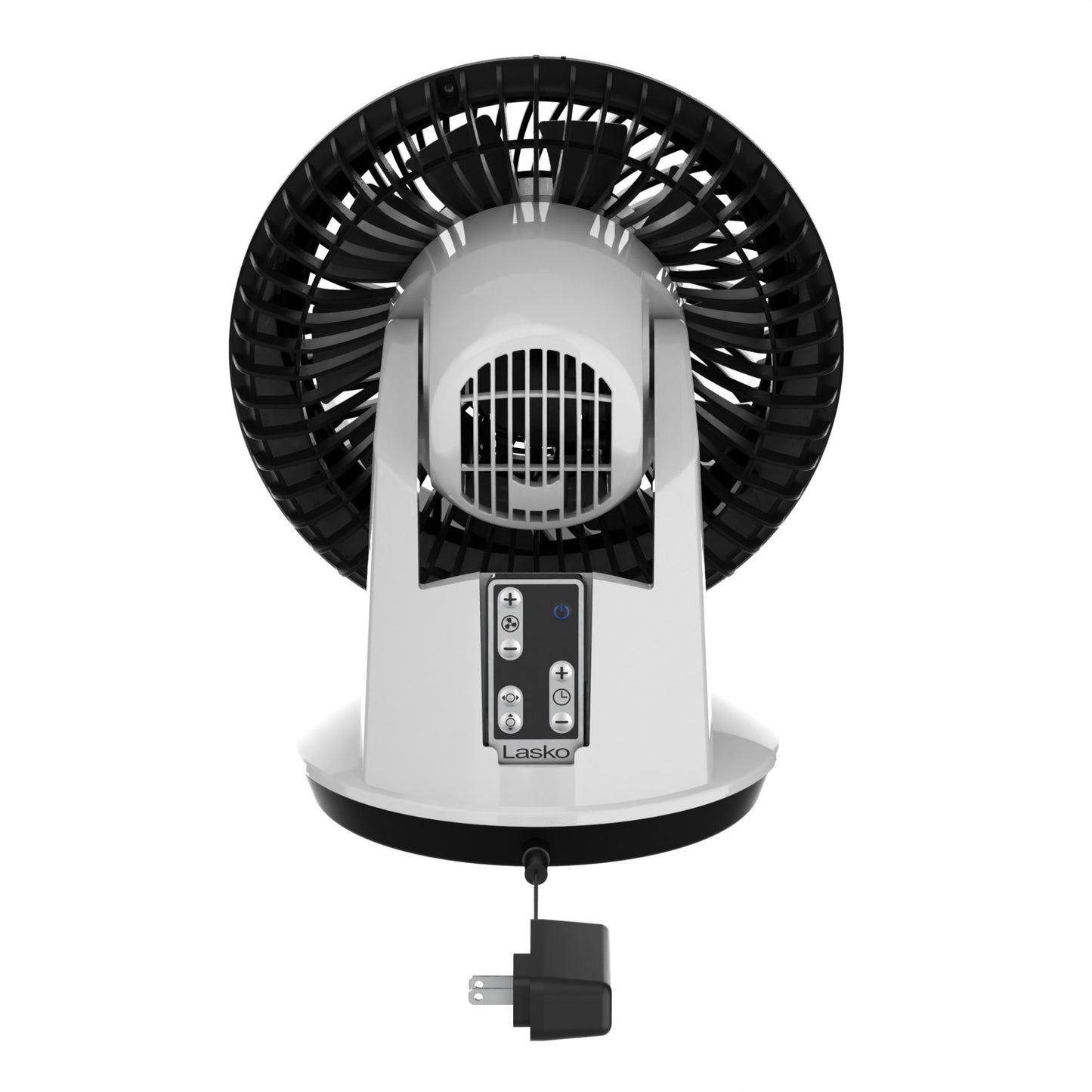 Lasko Whirlwind 7" DC Table Fan: Dual Oscillation, 12-Speed, Remote, White