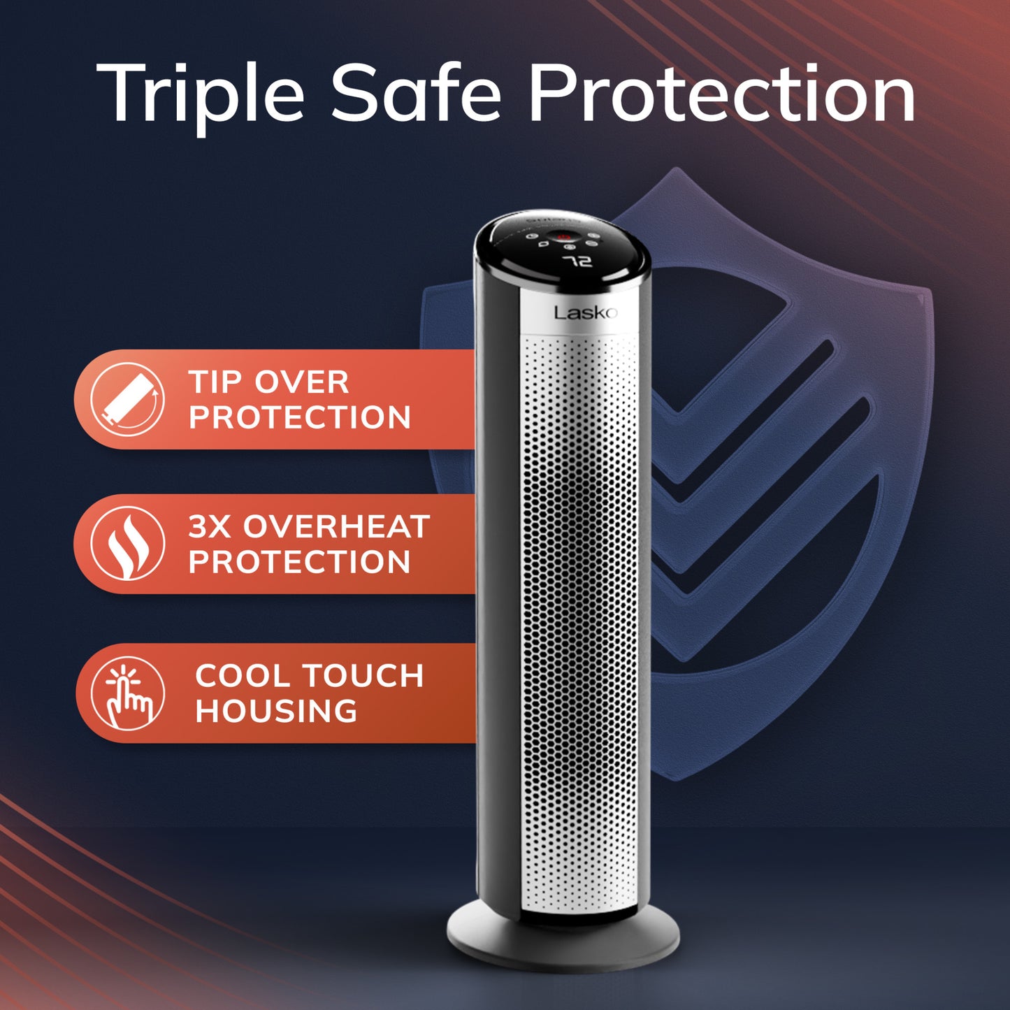 Lasko Elite 22" Tower Heater (3 heat settings, remote, timer, tip-over switch, child lock, black)