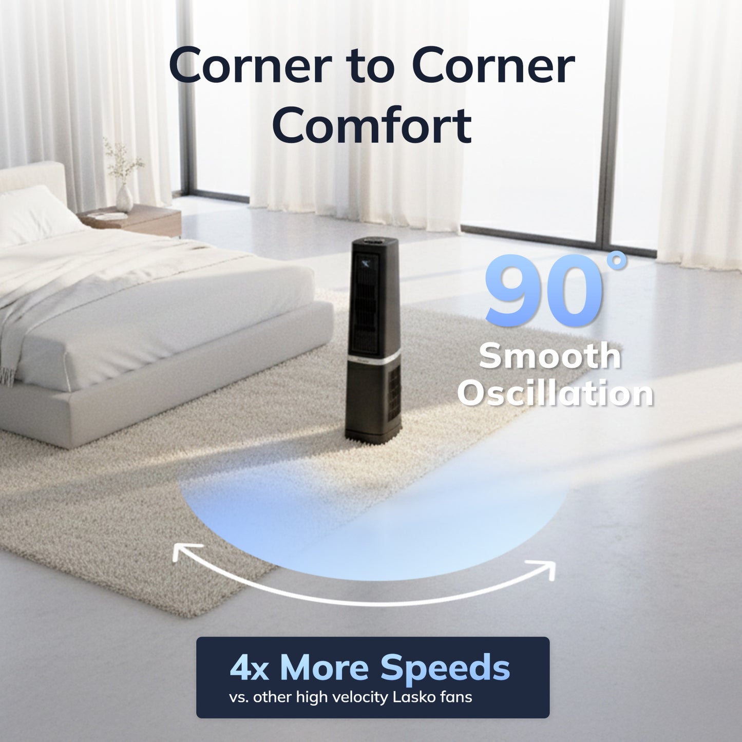Lasko Stratus 35" DC Tower Fan: Oscillating, 12-Speed, High Velocity, Remote, Black