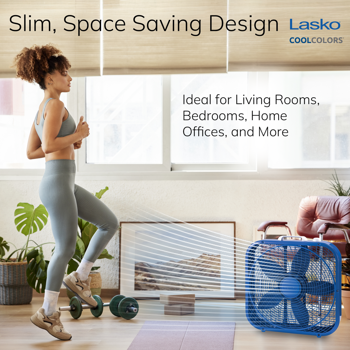 Lasko Cool Colors 20" Box Fan: 3-Speed, Weather-Resistant Motor