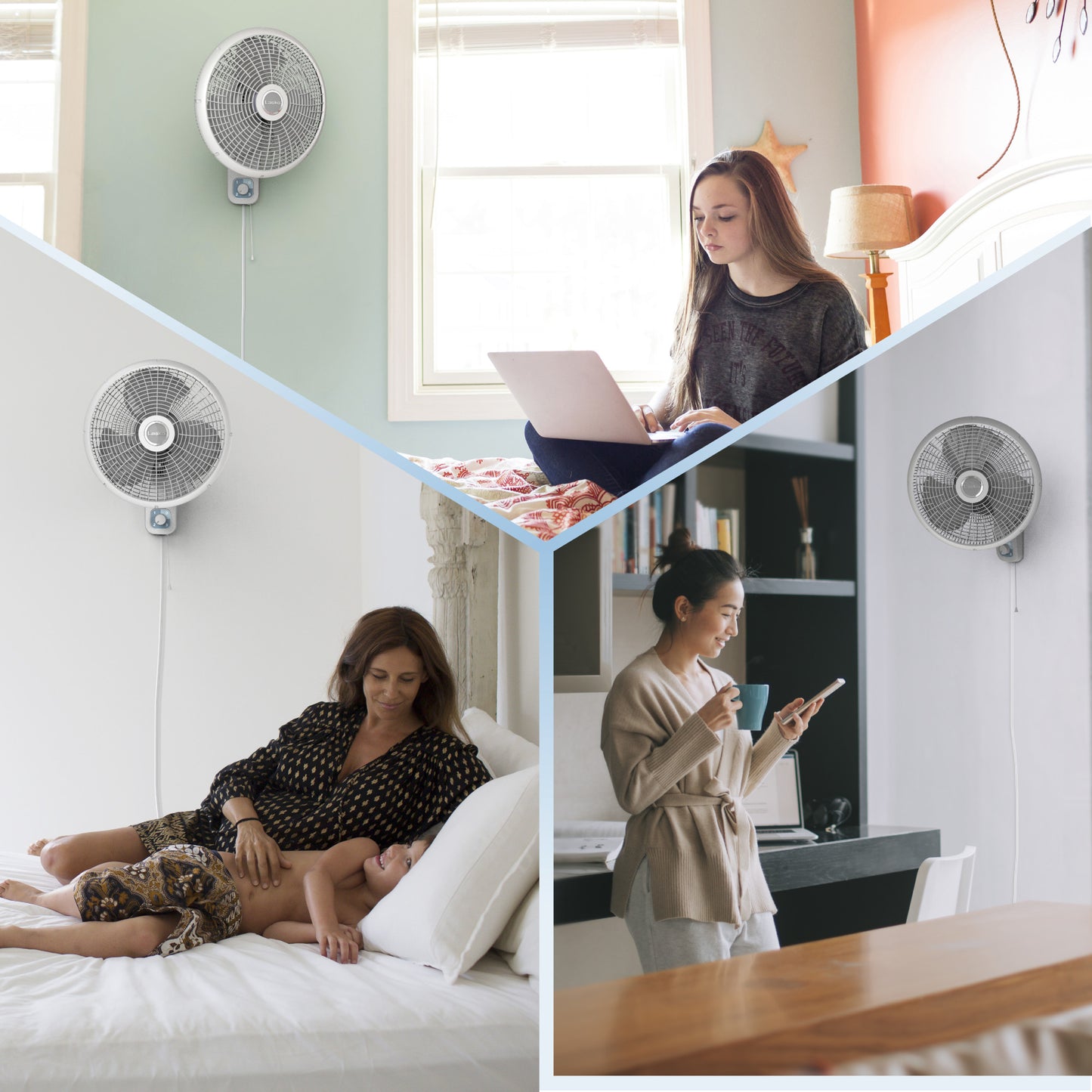 Lasko 16" Wall Mount Fan: Oscillating, 3-Speed, Tilting Head, White