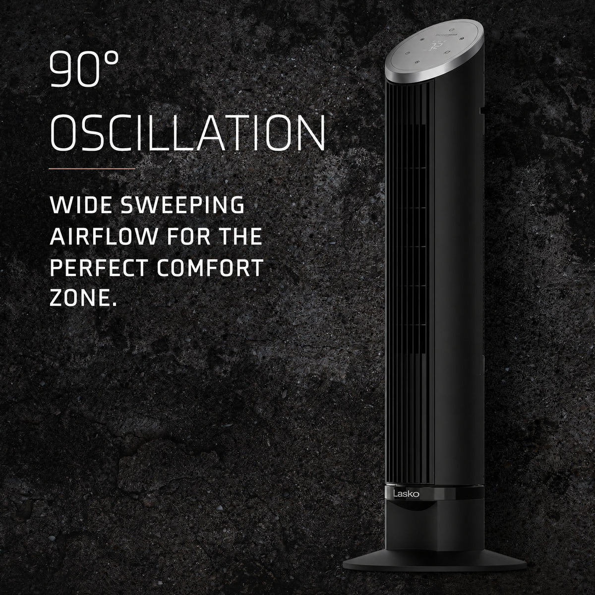 Lasko Ascend 36" DC Tower Fan: Oscillating, 12-Speed, Remote, Timer, Black