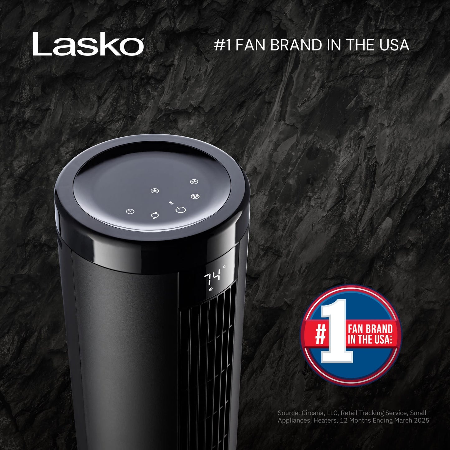 Lasko Elevation 54" DC Pedestal Tower Fan: Oscillating, 8-Speed, Remote, Black