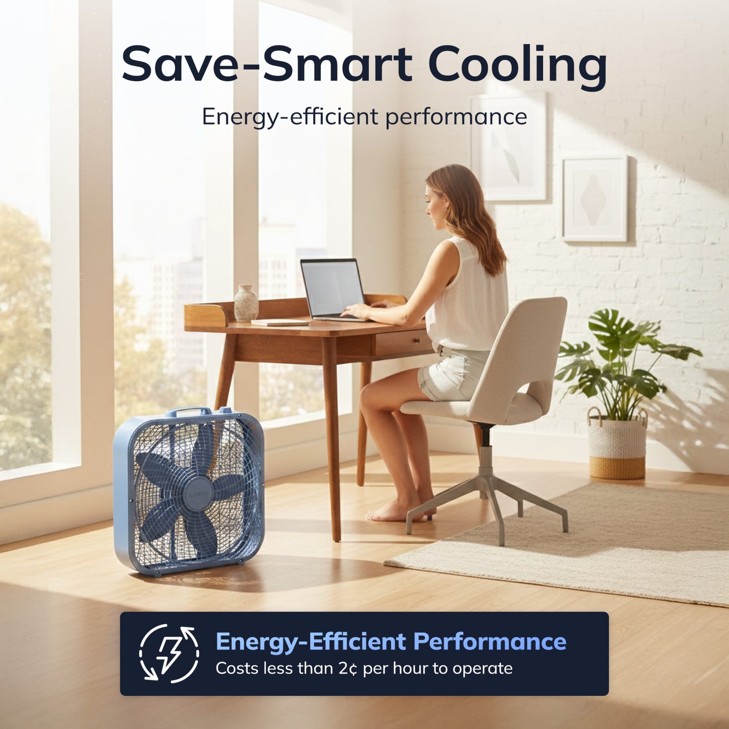Lasko Cool Colors 20" Box Fan: 3-Speed, Weather-Resistant Motor, Laguna Blue