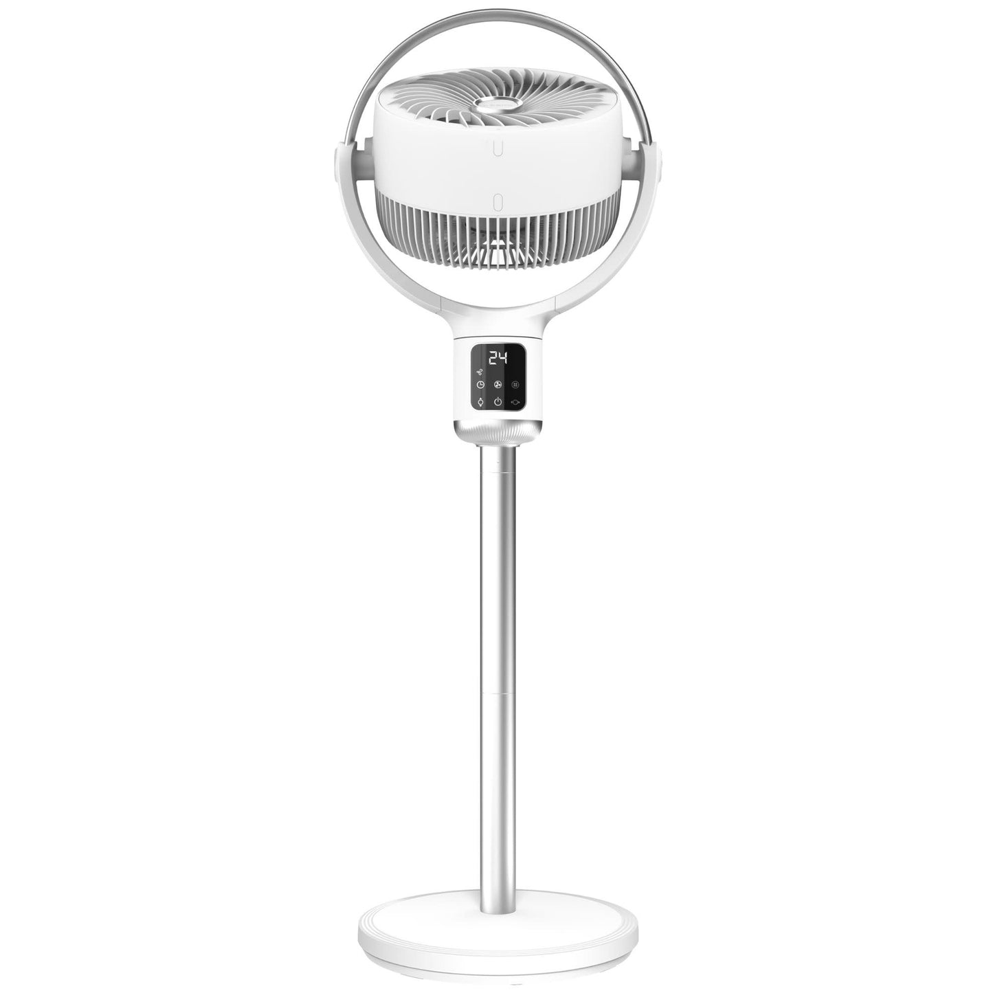 Lasko Whirlwind 7" DC Pedestal Fan: Dual Oscillation, 24-Speed, Remote, Timer, White