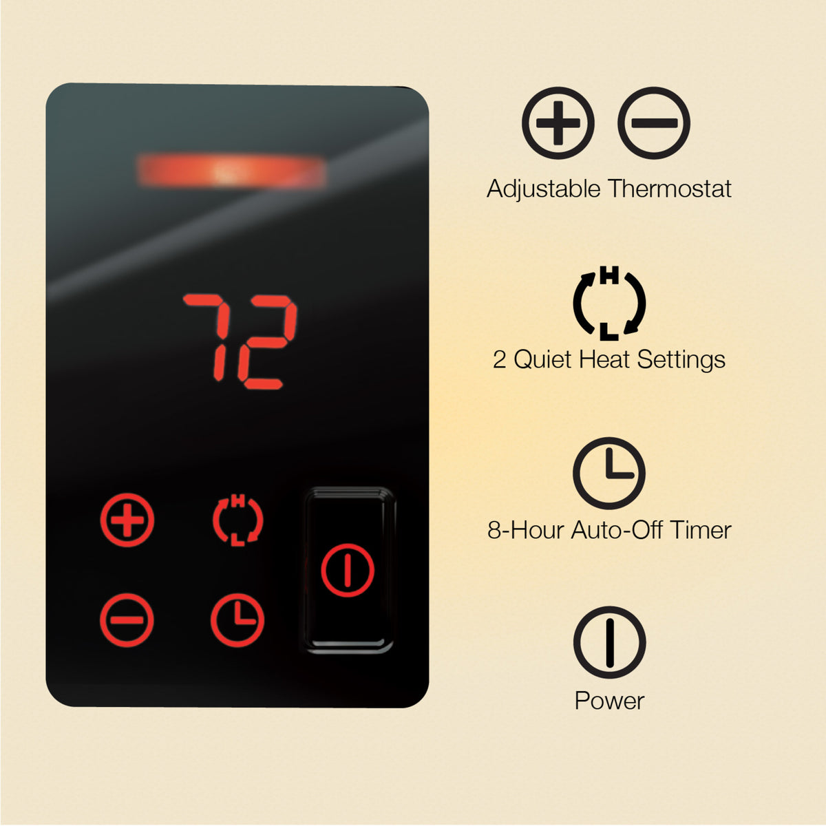Lasko 23" Ceramic Console Space Heater: 2 Heat Settings, Timer, Adjustable Louvers, Thermostat, Black