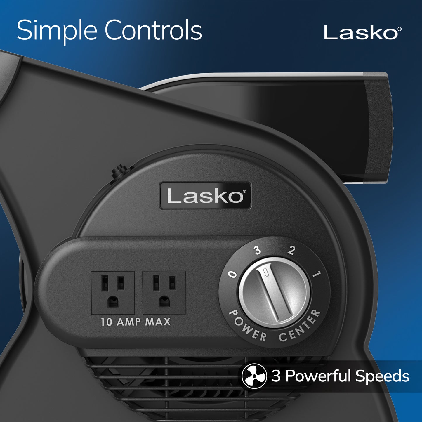 Lasko 15" Air Mover Blower Fan: 3-Speed, High Velocity, 2 Outlets, Pivoting, Black