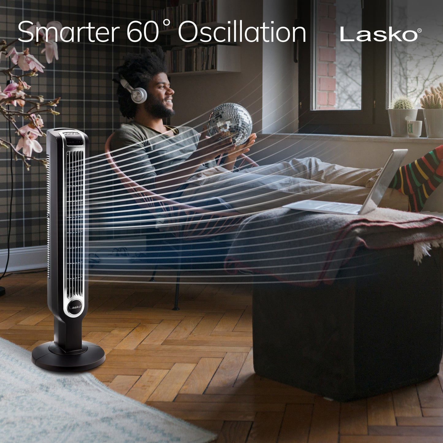 Lasko 36" Tower Fan: Oscillating, 3-Speed, Remote, Timer, Black