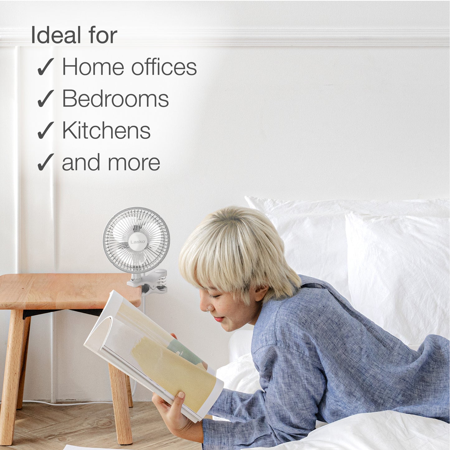 Lasko 6" Personal Clip Fan: 2-Speed, Pivoting, White