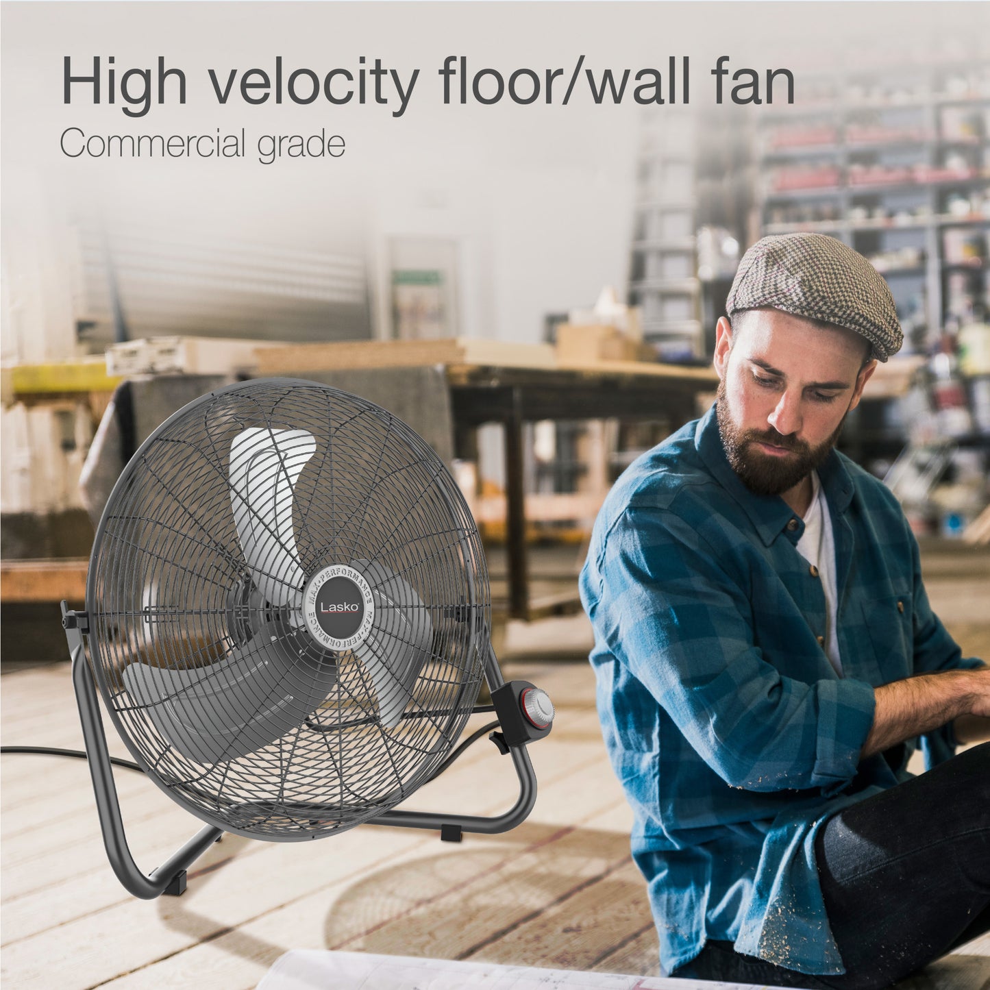 Lasko 20" High Velocity Floor Fan: Wall Mount, 3-Speed, Pivoting, Silver