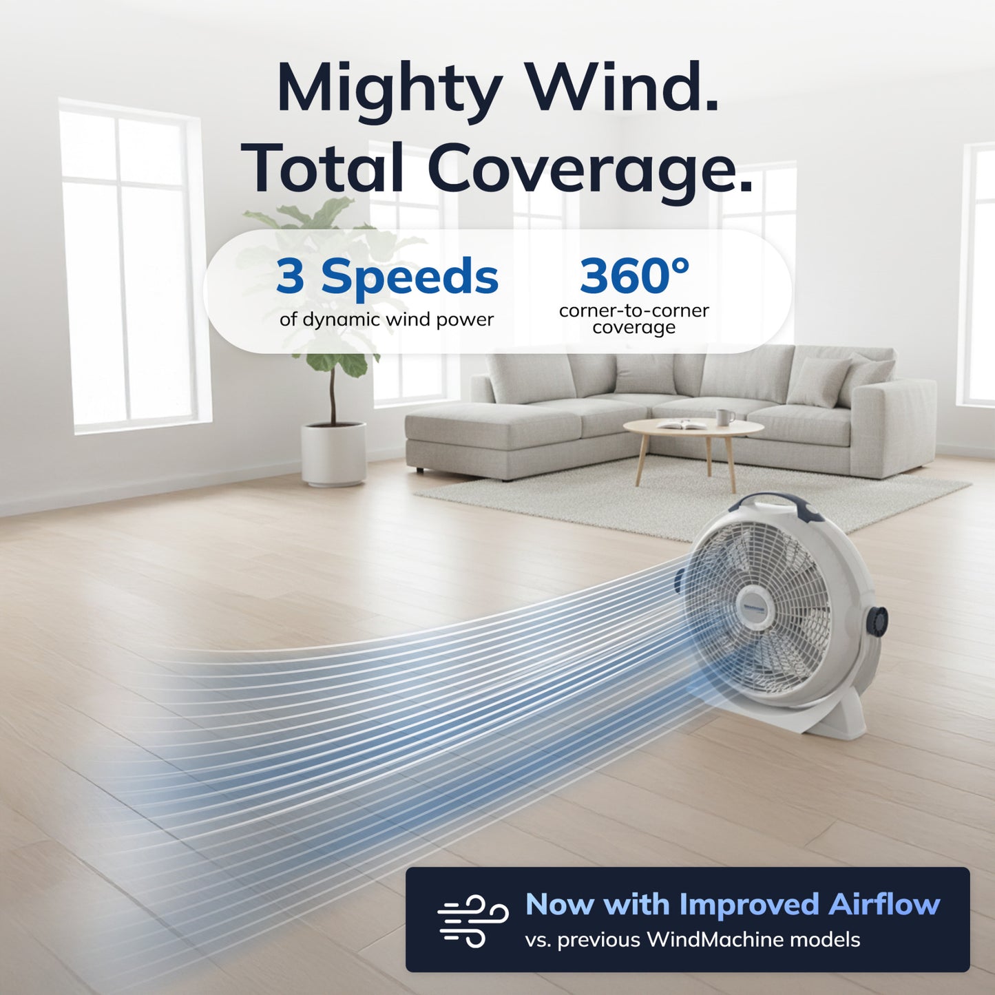 Lasko Wind Machine 20" Air Circulator Fan: 3-Speed, 360° Directional Airflow, Gray