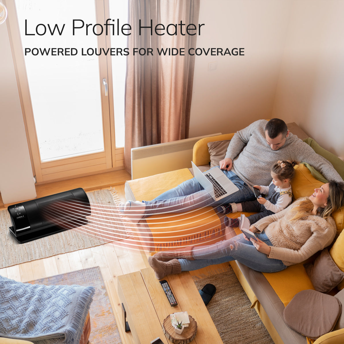 Lasko Low Profile Baseboard Space Heater: 3 Heat Settings, Remote, Timer, Tip-Over Switch, Powered Louvers, Thermostat