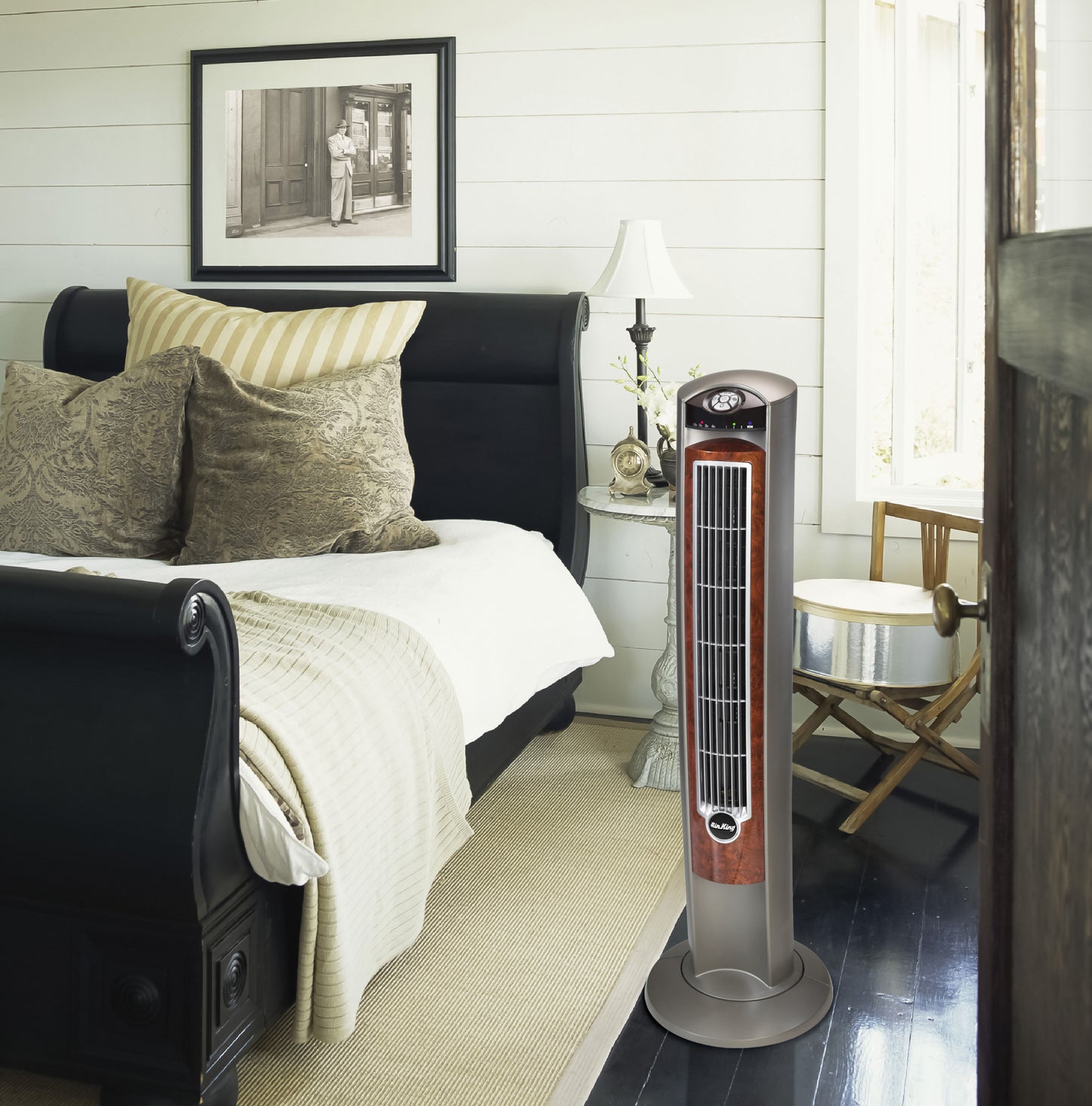Air King Wind Curve 42" Tower Fan: Oscillating, 3-Speed, Remote, Ionizer, Brown