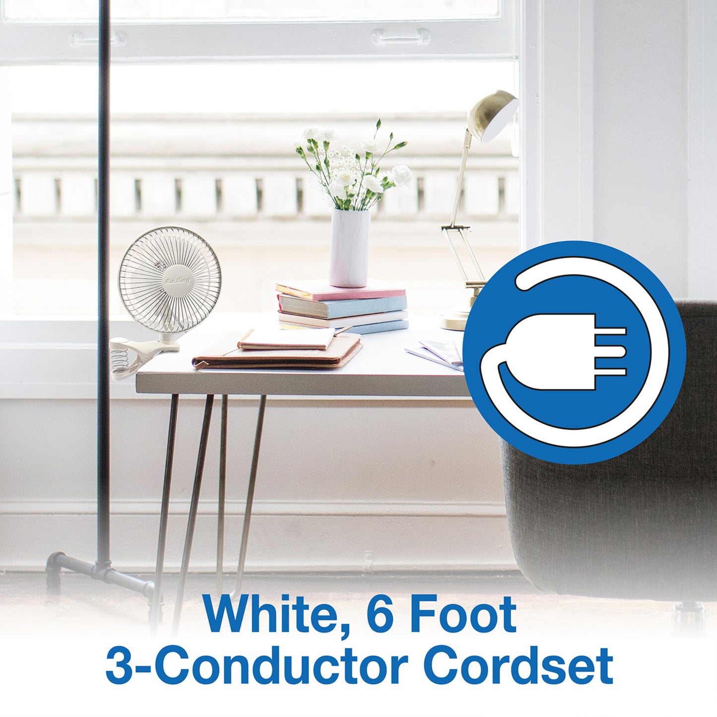 Air King 6" Commercial Grade Clip-On Fan: 2-Speed, Pivoting, White
