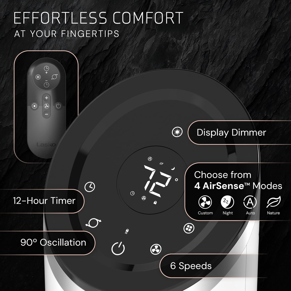 Lasko Apex 42" Tower Fan: Oscillating, 6-Speed, Remote, Timer