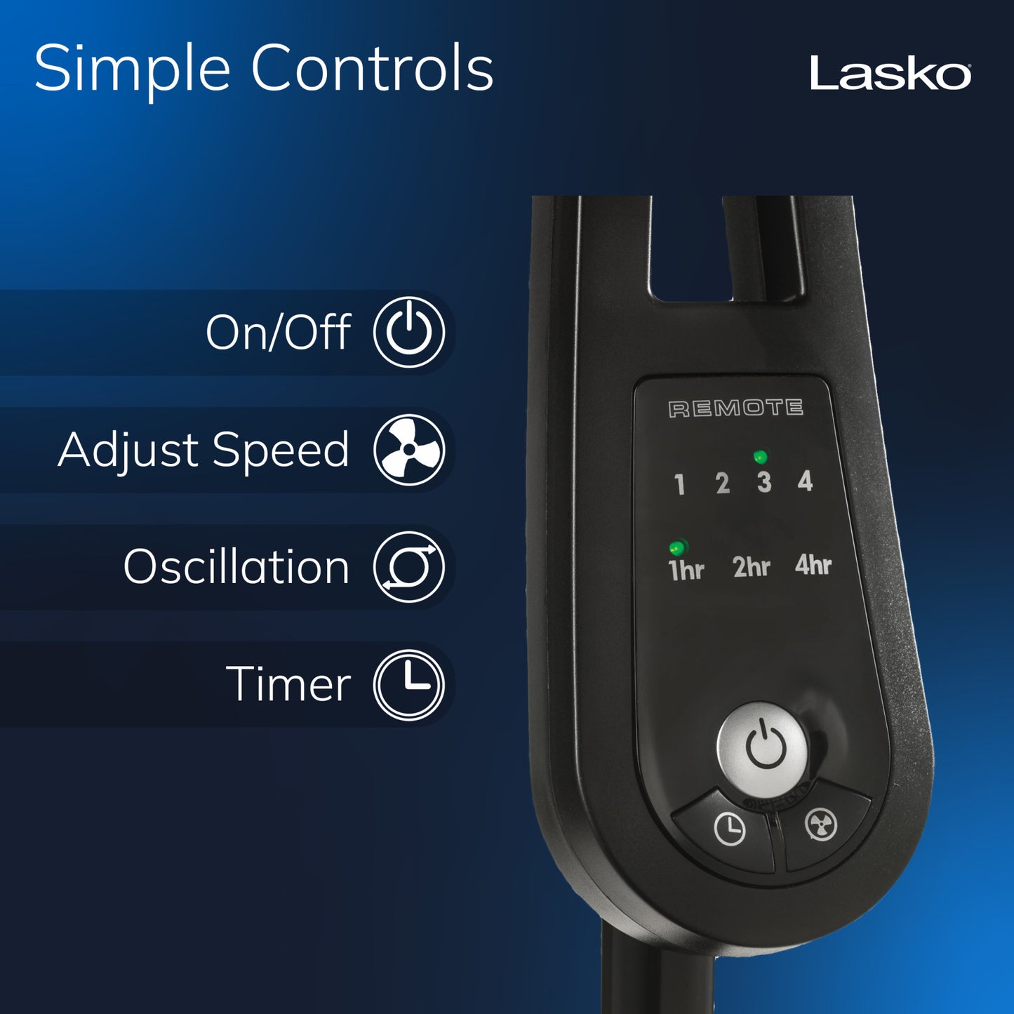 Lasko 20" Pedestal Fan: Oscillating, 4-Speed, Remote, Timer, Black