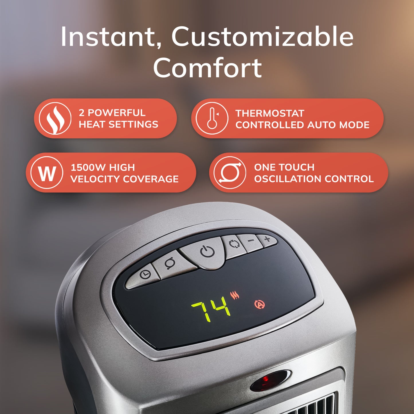 Lasko 1500W Digital Ceramic Space Heater with Remote, 755320, Silver