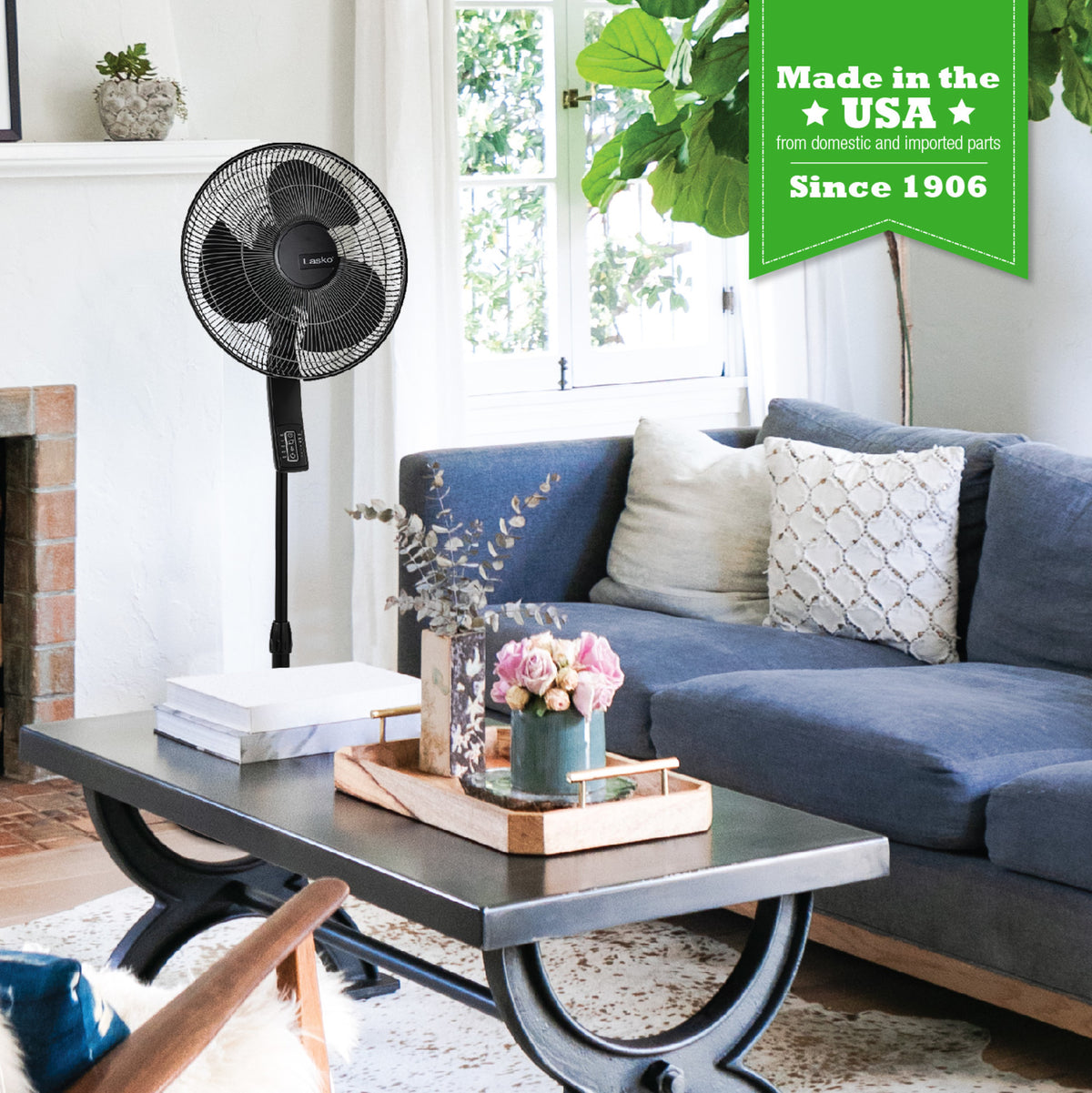 Lasko 16" Pedestal Fan: Oscillating, 4-Speed, Remote, Timer, Thermostat