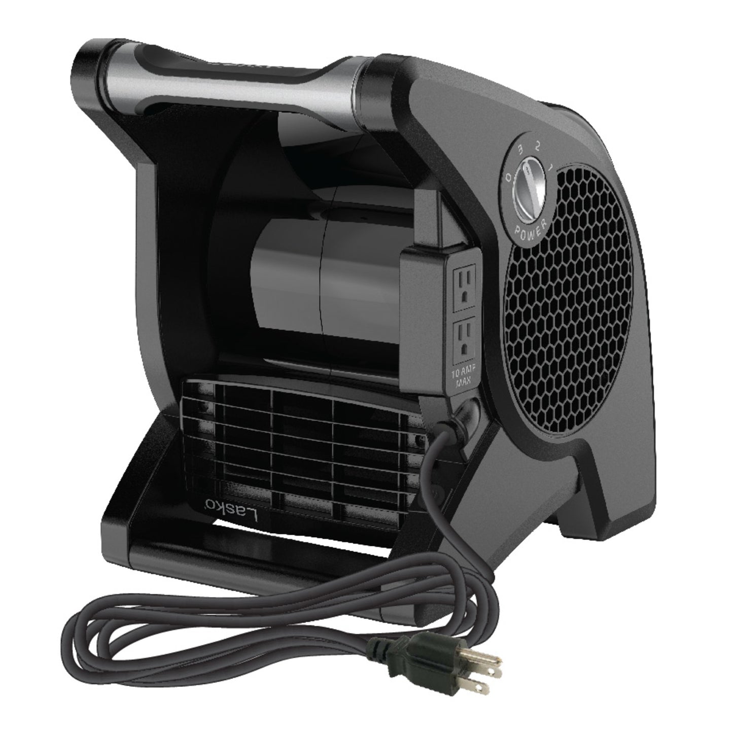Lasko 15" Air Mover Blower Fan: 3-Speed, High Velocity, 2 Outlets, Pivoting, Black
