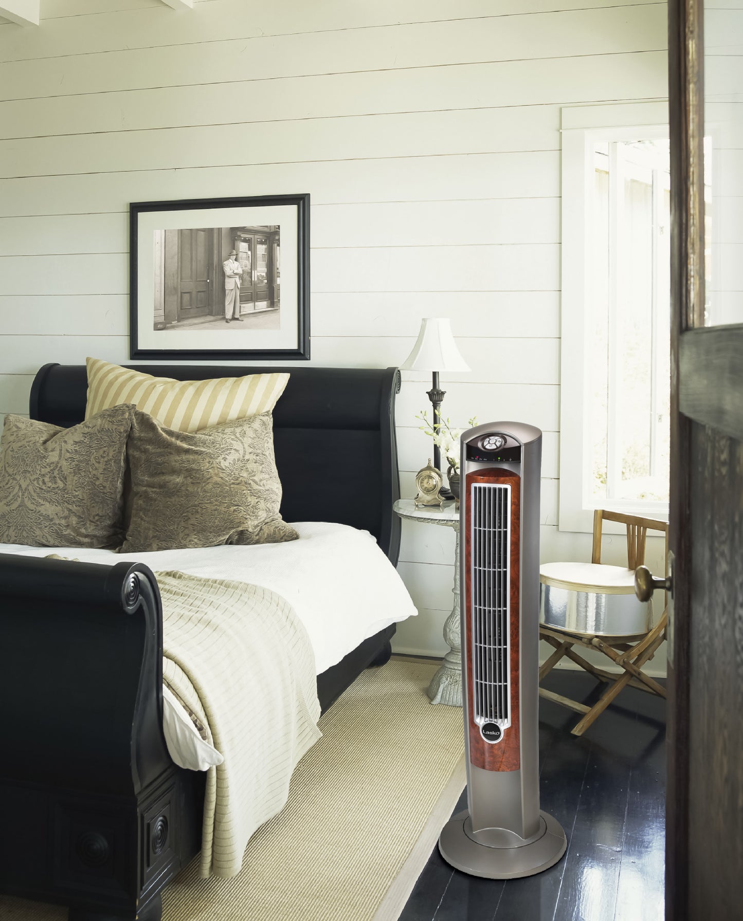 Lasko Wind Curve 42" Tower Fan: Oscillating, 3-Speed, Remote, Timer, Gray