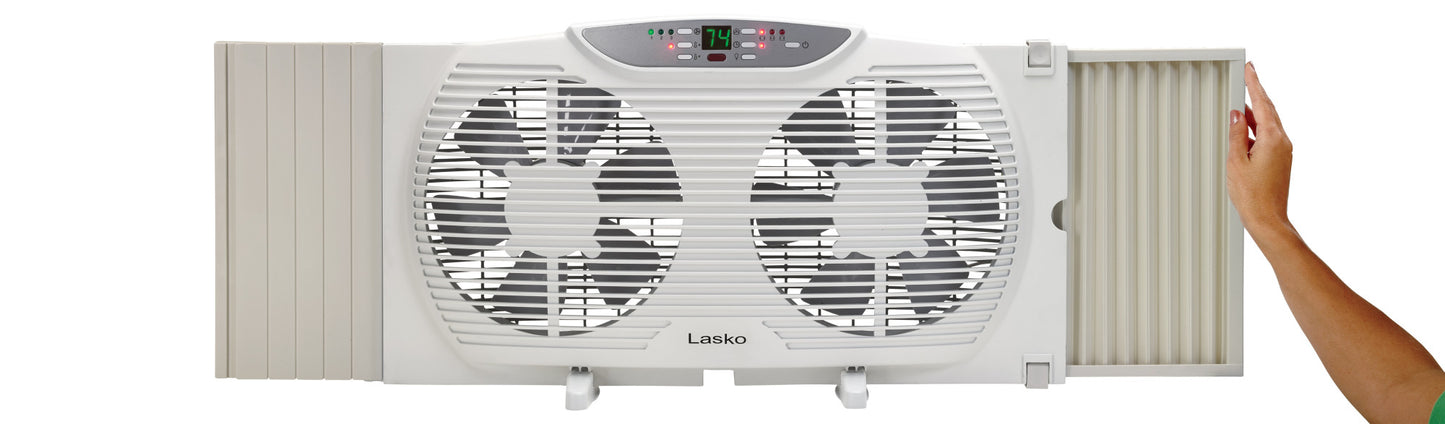 Lasko Twin Window Fan: 3-Speed, Electrically Reversible, Remote, White