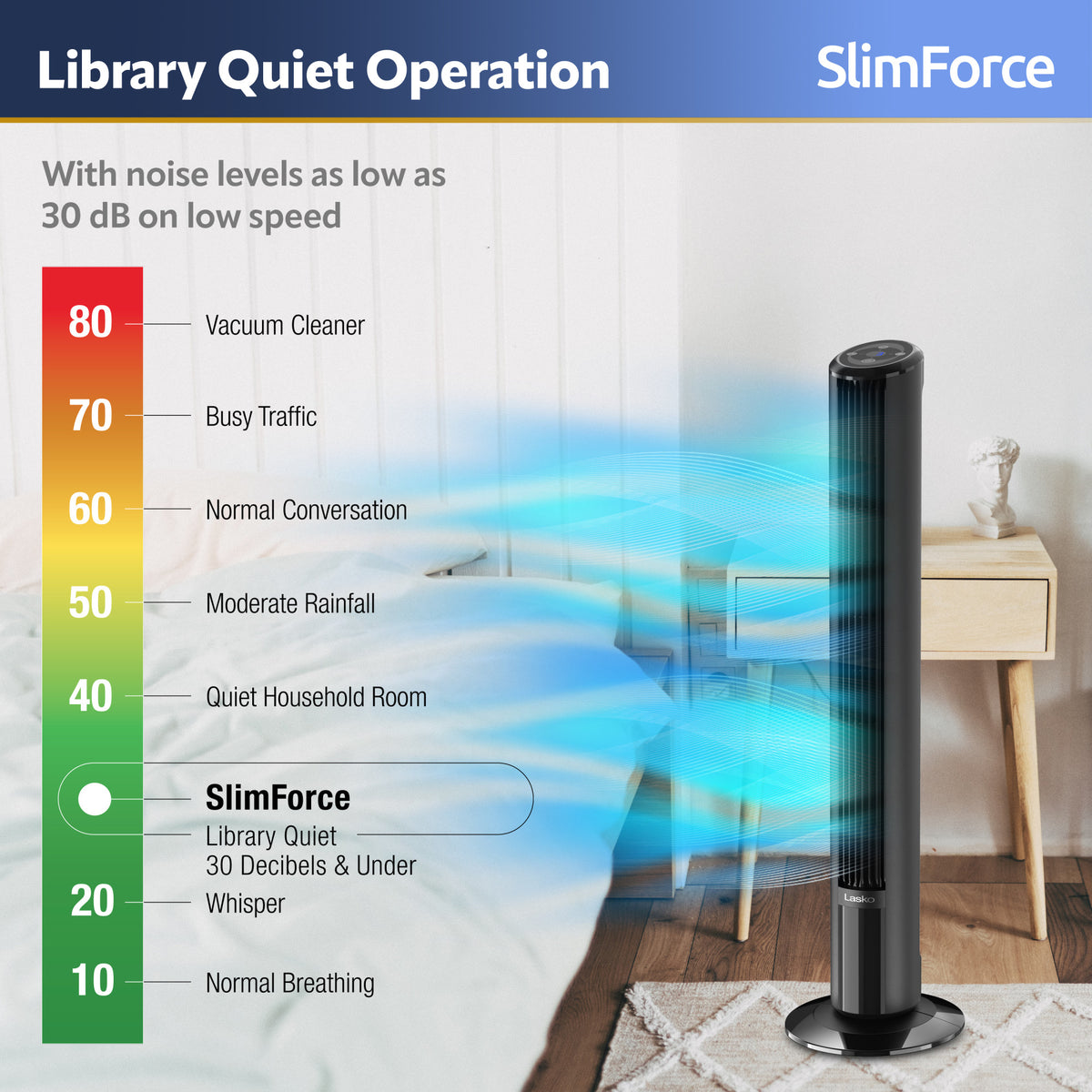 Lasko SlimForce 42" Tower Fan: Oscillating, 4-Speed, Remote, Timer