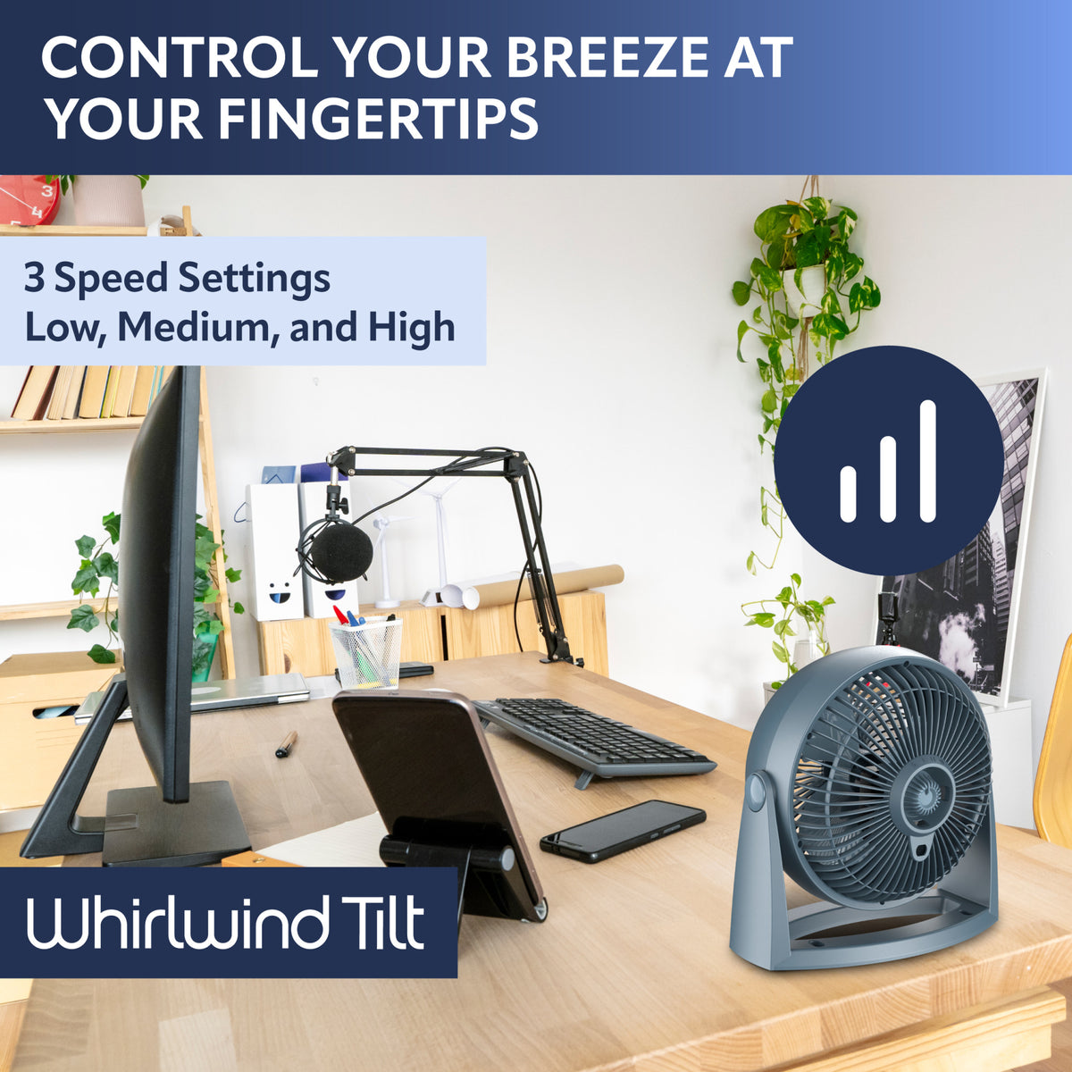 Lasko Whirlwind Tilt 12" Table Fan: Wall Mount, 3-Speed
