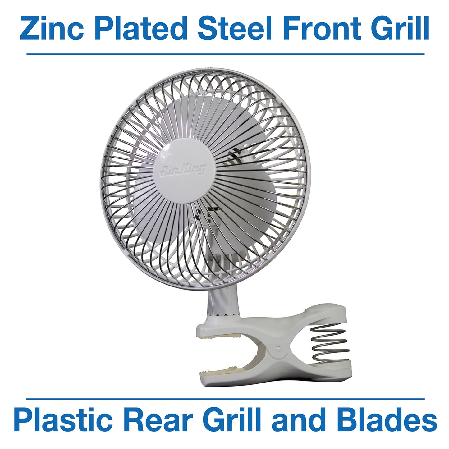 Air King 6" Commercial Grade Clip-On Fan: 2-Speed, Pivoting, White