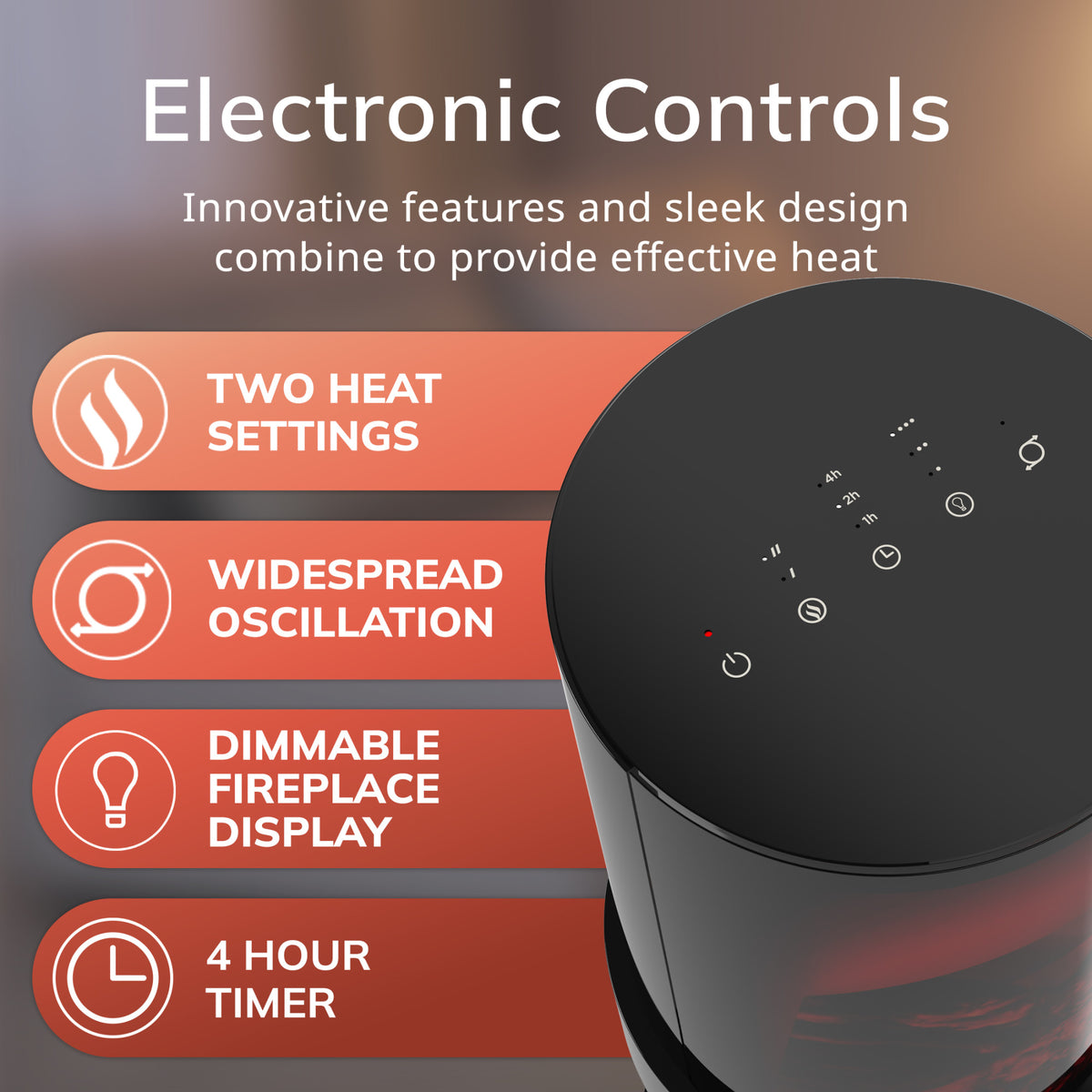 Lasko 20" Fireplace Ceramic Tower Space Heater: Oscillating, 2 Heat Settings, Timer, Tip-Over Switch