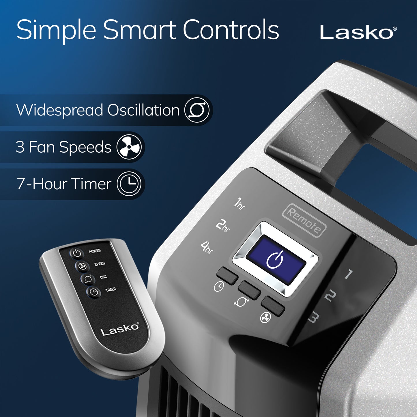 Lasko 35" Tower Fan: Oscillating, 3-Speed, High Velocity, Remote, Black