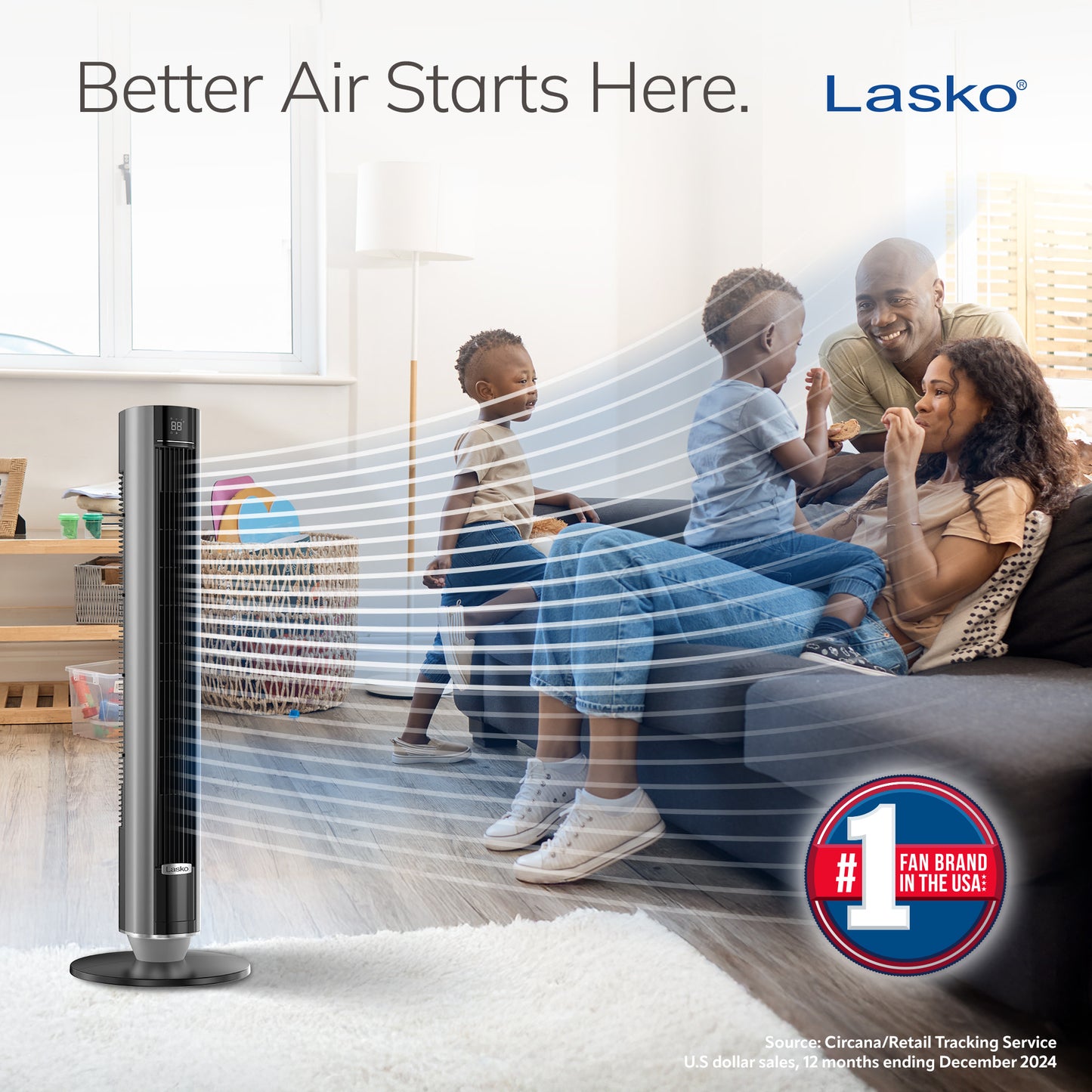Lasko 40" DC Tower Fan: Oscillating, 12-Speed, Remote, Timer, Black