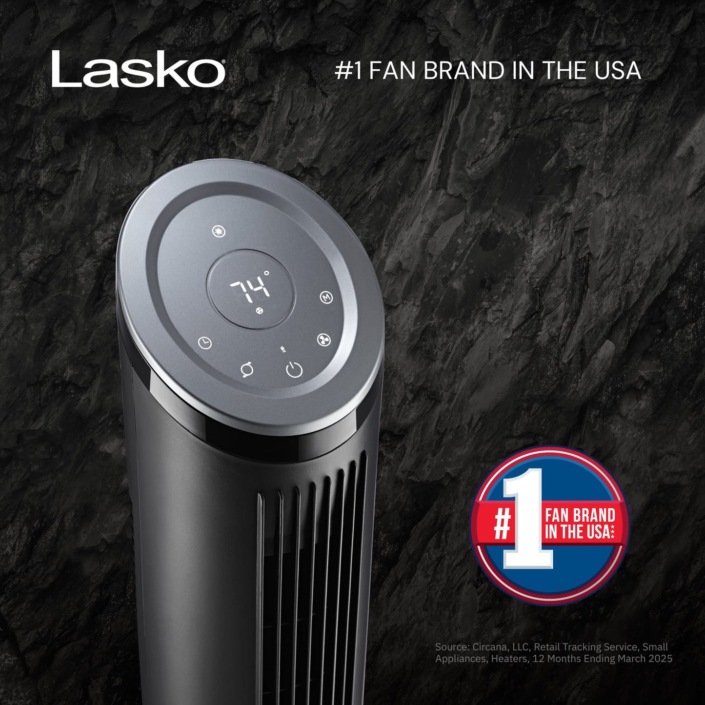 Lasko Ascend 36" Tower Fan: Oscillating, 4-Speed, Remote, Timer, Black