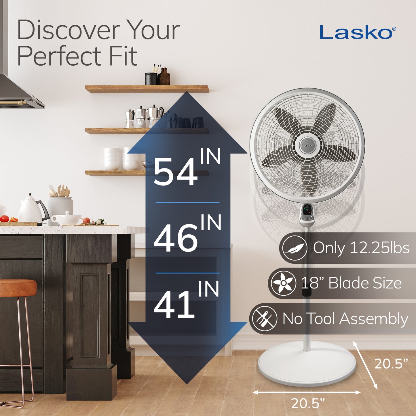 Lasko Cyclone 18" Pedestal Fan: Oscillating, 3-Speed, Remote, Timer, White