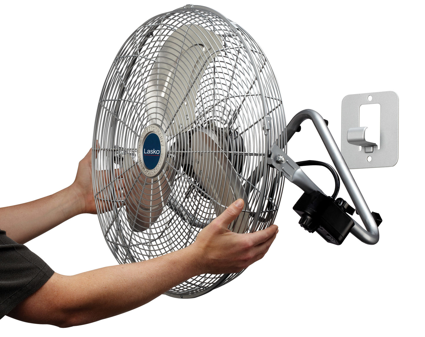 Lasko 20" High Velocity Floor Fan: Wall Mount, 3-Speed, Pivoting, Silver