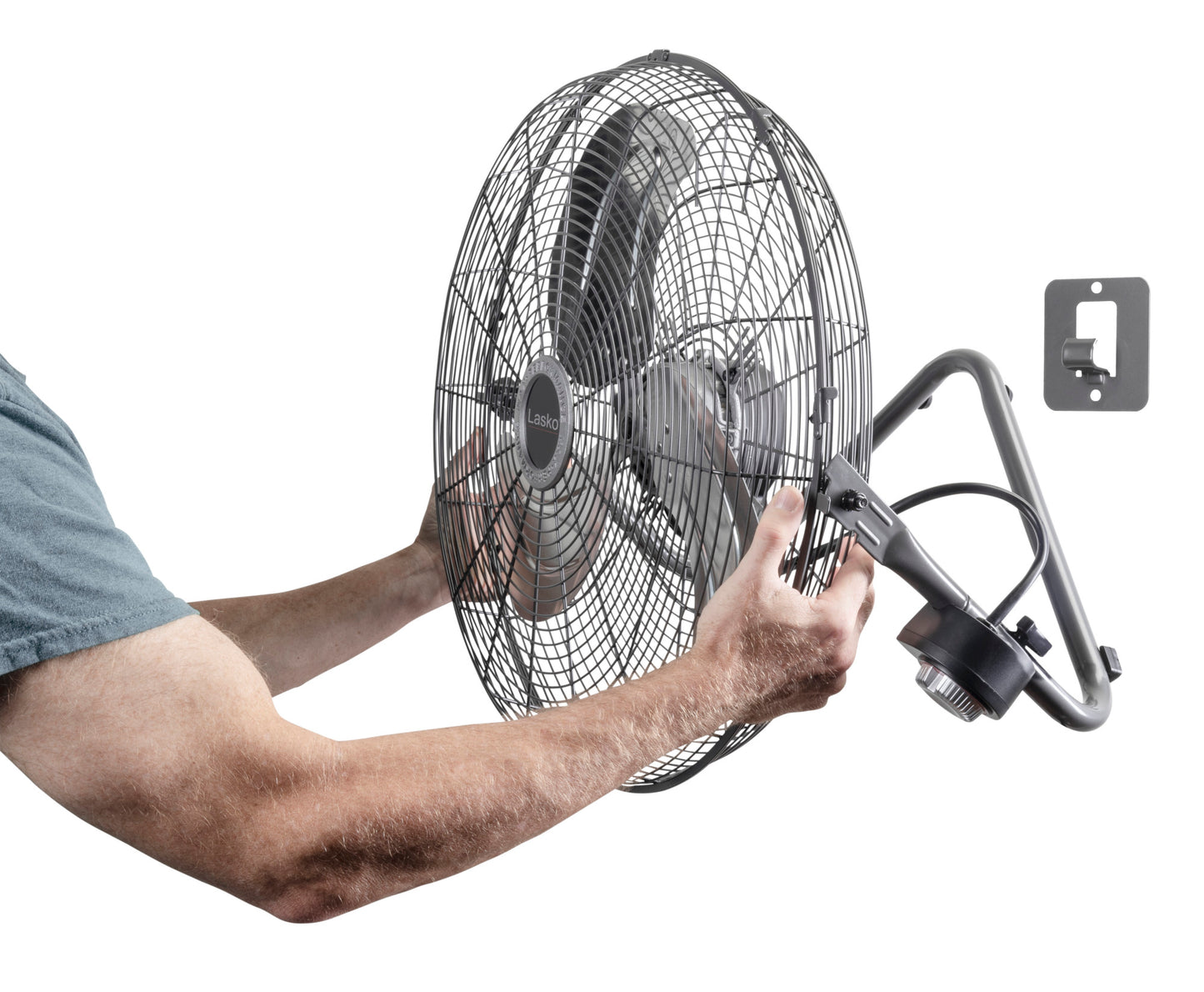 Lasko 20" High Velocity Floor Fan: Wall Mount, 3-Speed, Pivoting, Silver