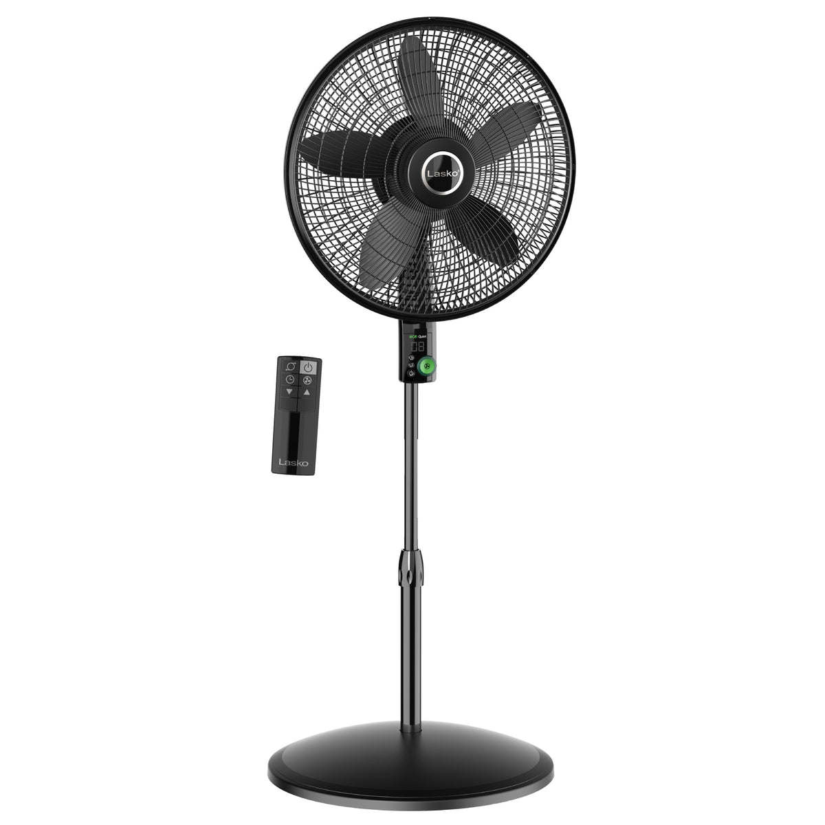 Lasko EcoQuiet 18" DC Pedestal Fan: Oscillating, 12-Speed, Remote