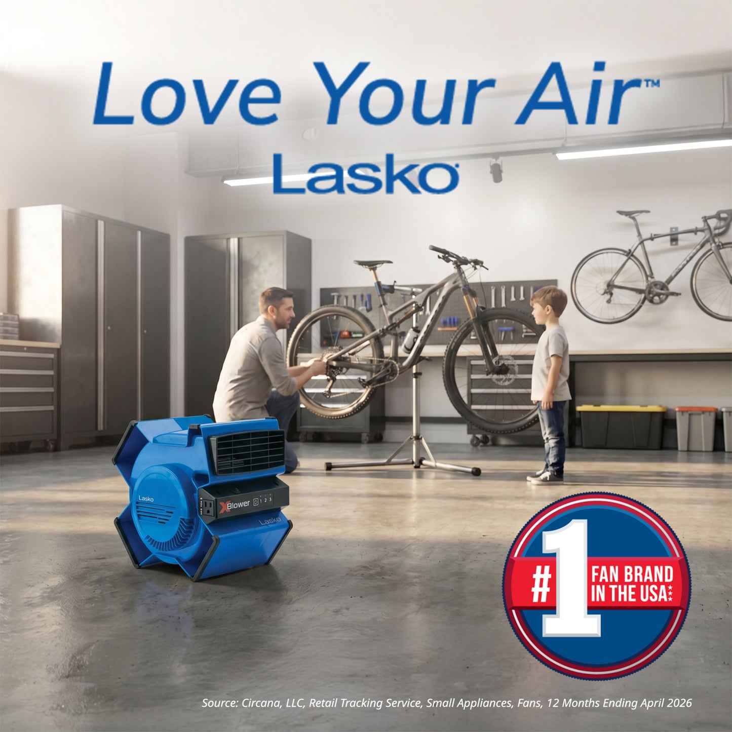 Lasko X-Blower 11" Air Mover Blower Fan: 3-Speed, High Velocity, 1 Outlet, Blue