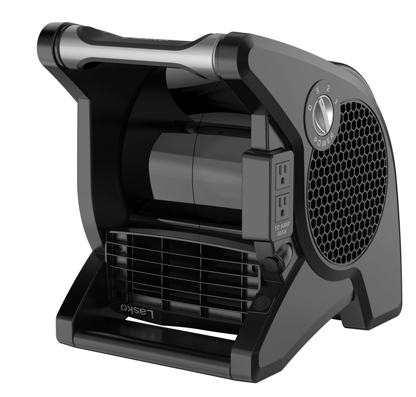 Lasko 15" Air Mover Blower Fan: 3-Speed, High Velocity, 2 Outlets, Pivoting, Black