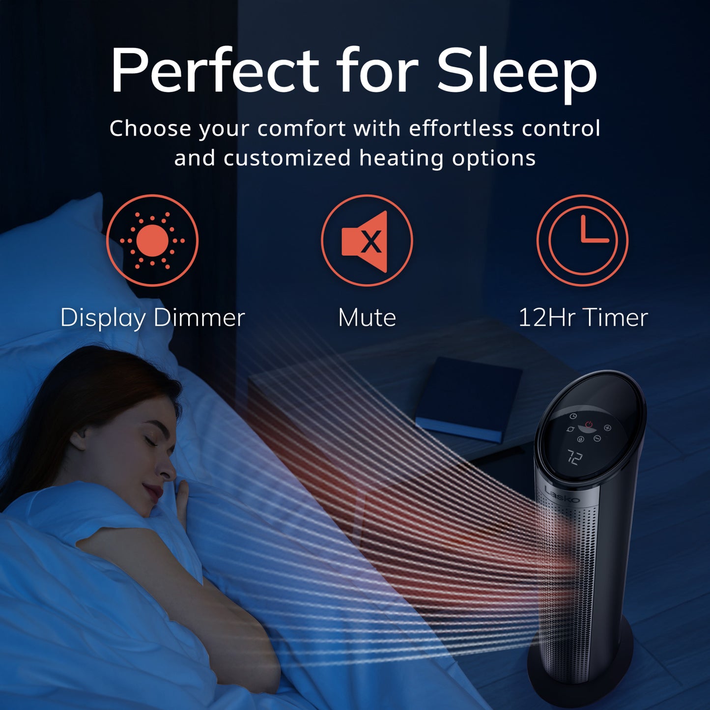 Lasko Elite 22" Tower Heater (3 heat settings, remote, timer, tip-over switch, child lock, black)