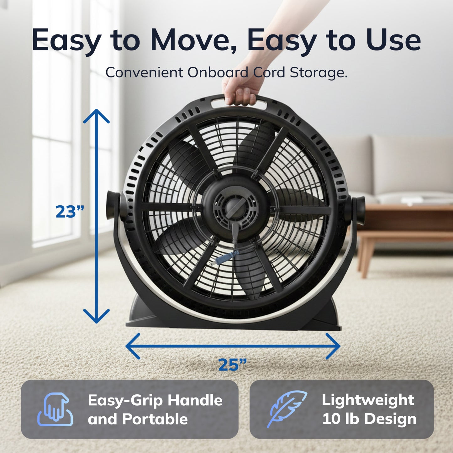Lasko Wind Machine 20" Air Circulator Fan: 3-Speed, 360° Airflow, Black