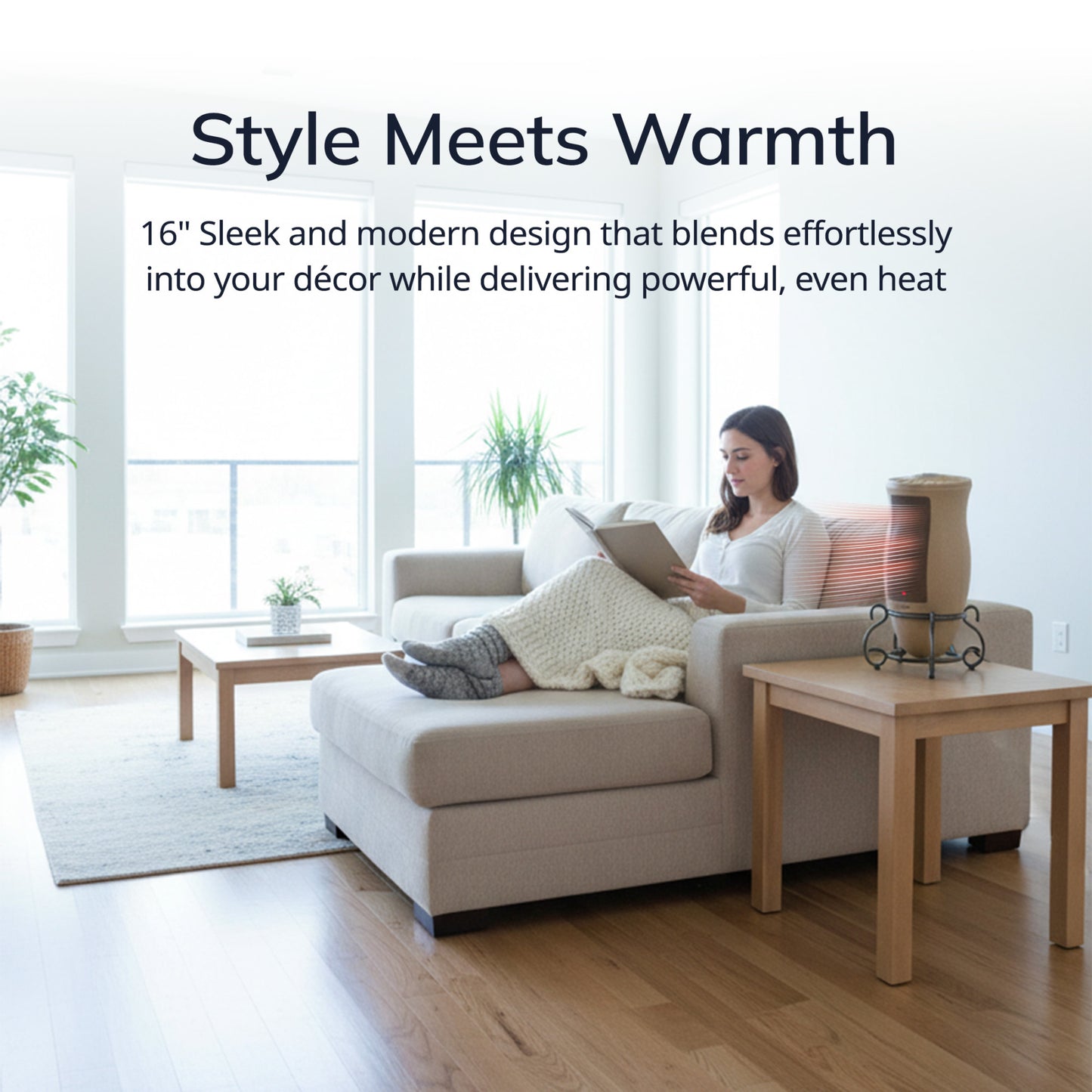 Lasko Designer Series 16" Tower Heater (2 heat settings, remote, timer, thermostat, beige)