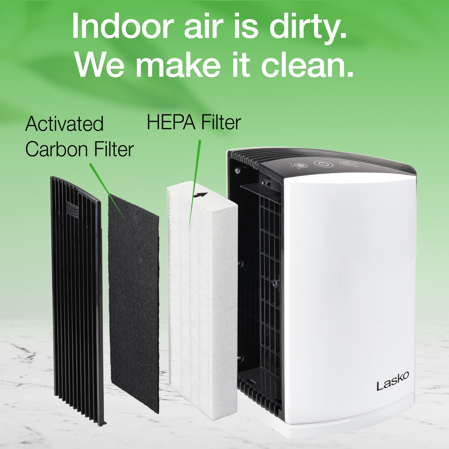 Lasko True HEPA Filter Desktop Air Purifier with Timer, LP200, White