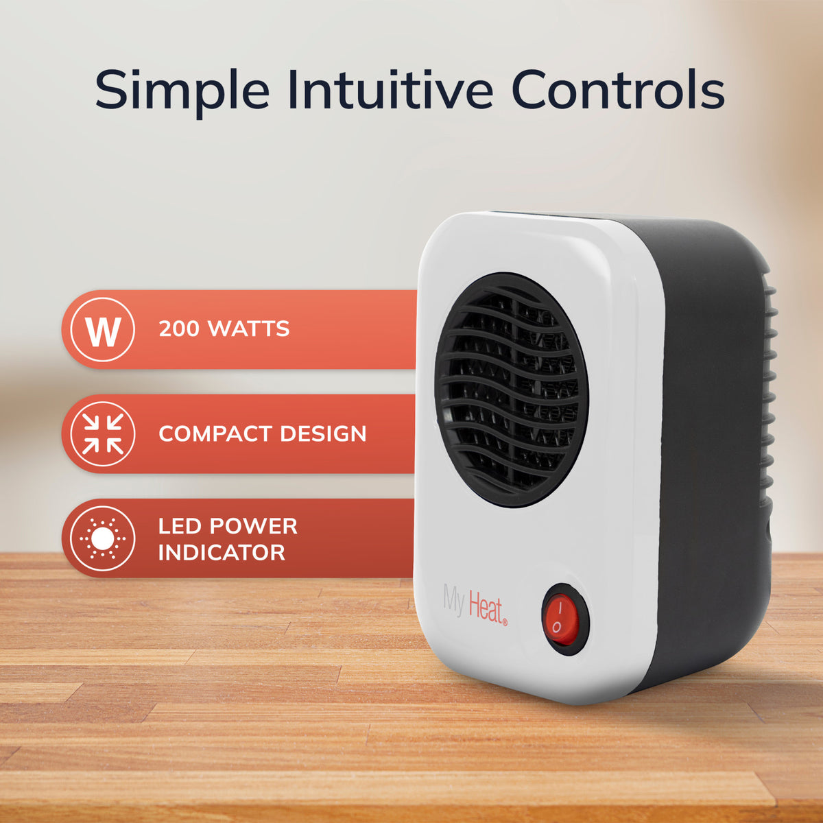 Lasko MyHeat 6" Personal Ceramic Space Heater: 200W, 1 Heat Setting, White