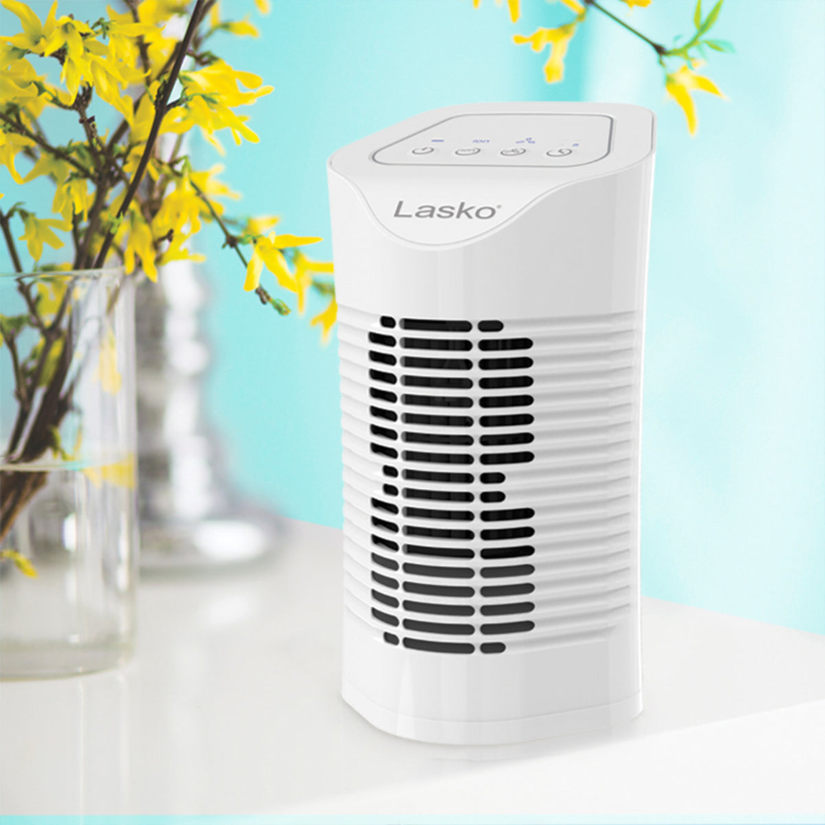 Lasko HF11200 HEPA 11" Table Top Air Purifier (3-speed 3-stage filtration, white)