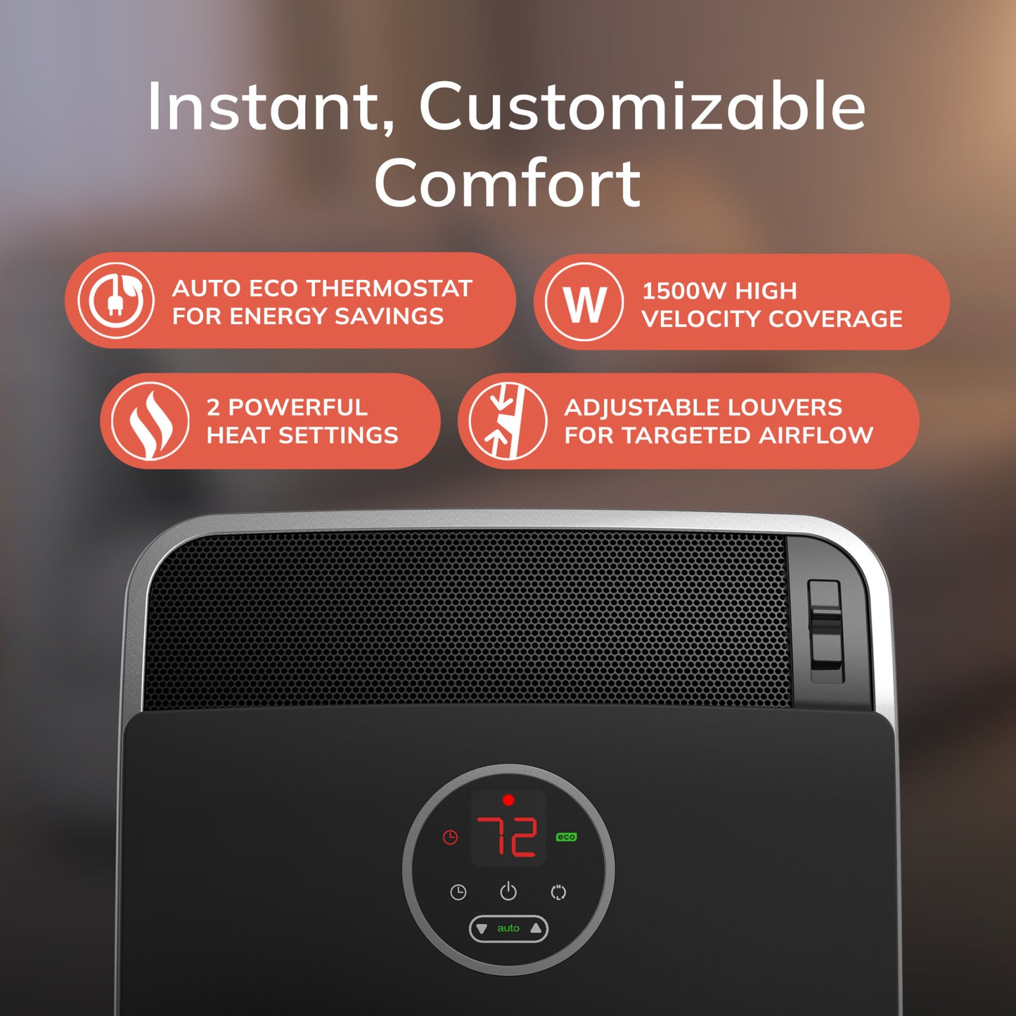 Lasko 18" Ceramic Console Heater (2 heat settings, remote, timer, thermostat, black)